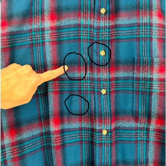 VTG Men Pendelton Virgin Wool Plaid Button Up Shirt Flannel Large Made in USA - Picture 9 of 9
